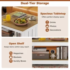 Tangkula Coffee Table W/ Storage Shelf Farmhouse Rustic Center Table Space-Saving -Beauty house GUEST c289bf55 9c78 4f58 9f6c f3a6b11e79c4