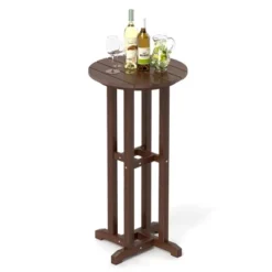Tangkula 21.5" Round Bar Table Patio HDPE Bar Height Dining Table W/ Slatted Tabletop -Beauty house GUEST c294bf14 d22e 4bb2 8c1c 018391346365