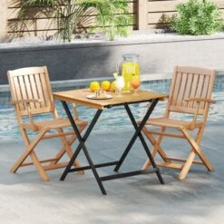 Tangkula 28" Patio Folding Table W/ Slatted Tabletop Portable Bistro Dining Table -Beauty house GUEST c2a13e24 3da0 4028 ba49 10ed976c98e1