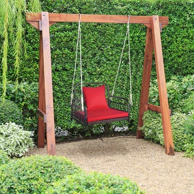 Tangkula Single Person Hanging Swing Outdoor Hanging Seat W/ Back Cushion & Seat Cushion 6 Tangkula Single Person Hanging Swing Outdoor Hanging Seat W/ Back Cushion & Seat Cushion - Image 4