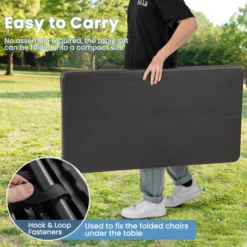 Tangkula Outdoor Table Bench Set Folding Picnic Table Set W/ 2 Benches Sturdy Metal Frame -Beauty house GUEST c31859a5 4a14 4098 bd59 6267b1f4be16