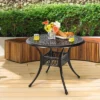 Tangkula 36" Outdoor Dining Table Round Cast Aluminum Patio Dining Table With Umbrella Hole And Adjustable Non-Slip Foot Pads -Beauty house GUEST c31e2d8e 87a2 430e a9ca 6bfac765b887