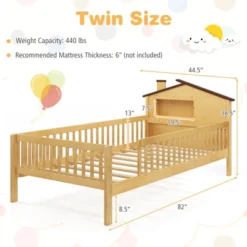 Tangkula Twin Size Kids Bed Solid Wood Platform Bed W/ Under-bed Storage & Storage Cube -Beauty house GUEST c4c05e1e e52a 4b84 b2a2 52c51e8b1c8b