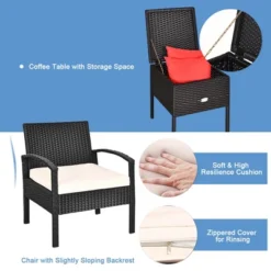 Tangkula 3PCS Rattan Patio Conversation Set Outdoor Furniture Set W/ Storage Table -Beauty house GUEST c4f7ccb5 d72d 43c9 b4c2 20a6be35239f