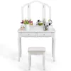 Tangkula Removable Tri-folding Mirror Vanity Table Unit Makeup Set W/ Stool & 4 Drawers -Beauty house GUEST c51262b6 5553 46fb 9ab5 5a5084f523a3