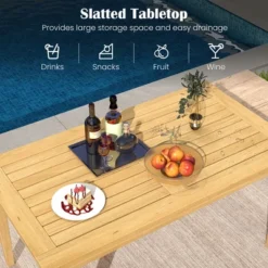 Tangkula 35.5"x20" Outdoor Teak Wood Coffee Table W/ Slatted Tabletop Patio Furniture -Beauty house GUEST c54eb484 404f 473d bb5f f4f2a8c1bbab