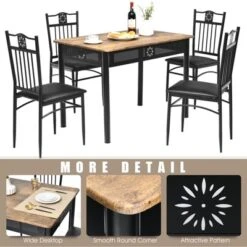 Tangkula 5 Piece Dining Set Wood Metal Table And Chairs Kitchen Furniture Black -Beauty house GUEST c5696d22 e8c1 4015 aaa9 c0424d37f84e