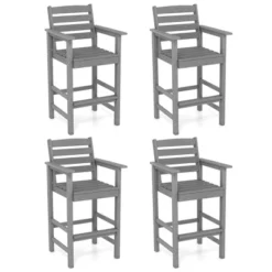 Tangkula Patio Bar Stools Set Of 4 Tall Adirondack Chair W/ Backrest Armrests & Footrests -Beauty house GUEST c56bb0c4 af20 4ff0 b080 7e0ad07ad97e