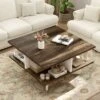Tangkula 2-Tier Square Coffee Table W/ Storage Farmhouse Modern Accent Table Center Table -Beauty house GUEST c5704fc9 ea09 4936 9e37 b16aefe25b80
