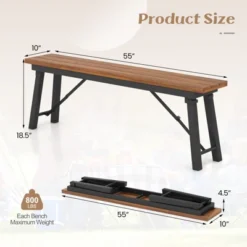 Tangkula Outdoor Folding Bench Set Of 2 55 Inches Long 2-3 Person Acacia Wood Backless Patio Dining Bench -Beauty house GUEST c5c7ee79 aead 48e5 8b00 6938a3e97d71