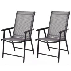 Tangkula 2PCS Folding Chairs Steel Frame Patio Garden Outdoor W/ Armrest & Footrest -Beauty house GUEST c5ceba91 8957 4d5e 83fe a74bbcf5644f