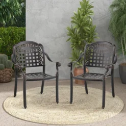Tangkula 4 Pieces Cast Aluminum Patio Chair Bistro Dining Chair Outdoor Cast Aluminum Chair -Beauty house GUEST c5d06491 fe8c 4a89 a1f9 b27f5ae57fb8