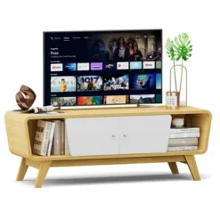 Tangkula Mid Century TV Stand For TVs Up To 55" Media Console Table Sliding Door -Beauty house GUEST c650c5ce abb1 4678 80c3 b29556ed7db3