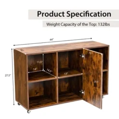 Tangkula 3-Tier Wood Bookcase 6 Cube Bookshelf W/ Door Wheels Display Cabinet -Beauty house GUEST c652dd57 5bbb 4c1b 87d7 9488c602b454