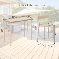 Tangkula 3 Pieces Patio Bar Table Set Outdoor Bar Height Table & 2 Armless Chairs -Beauty house GUEST c656cfeb fb99 4505 9b4b 5edefb864c15