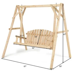 Tangkula Porch Swing Wooden Swing Rustic Frame Patio Furniture -Beauty house GUEST c668e6f7 651a 4925 8752 1730312bdf12