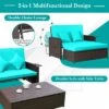 Tangkula Rattan Loveseat Set Daybed Lounge Storage Ottoman Side Tables Adjust Patio