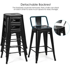 Tangkula Set Of 4 Metal Bar Stools 24" Industrial Chair Low Back Black -Beauty house GUEST c68aea35 f6aa 4517 8b4a d62b27803ec2