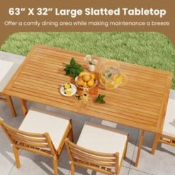 Tangkula 63" Acacia Wood Dining Table For 6 People Heavy-Duty Indoor Outdoor Wooden Table -Beauty house GUEST c7730d62 9c4f 40eb 9458 29796dc91c7e