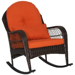 Tangkula Patio Garden Wicker Rattan Rocking Chair Furniture W/ Cushion -Beauty house GUEST c7c745a9 7b7b 48d6 b5be f90917cd3066