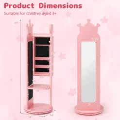 Tangkula Kids Jewelry Cabinet Standing Children Jewelry Organizer W/ Full-Length Mirror 17 Tangkula Kids Jewelry Cabinet Standing Children Jewelry Organizer W/ Full-Length Mirror -Beauty house GUEST c80f27ec 2784 4d1a a7dc adde25819a42