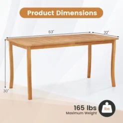Tangkula 63" Outdoor Dining Table W/ Umbrella Hole Slatted Tabletop For Backyard -Beauty house GUEST c881bab8 a2fe 4569 a1c2 a24276d4cc6b