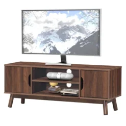 Tangkula TV Stand Storage Media Console For TV’s Up To 50’’ Wooden Entertainment Center W/Shelves Brown/Black/White -Beauty house GUEST c8bef534 6e77 4b39 8d39 7f46757a9509