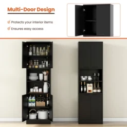 Tangkula Kitchen Pantry Cabinet 75” Tall Freestanding Cupboard With Doors & Shelves Safety Hinges & Anti-tipping Devices Black/White -Beauty house GUEST c8cb335f 741a 4d07 97bc ddc56c092b0d