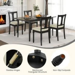 Tangkula Set Of 4 Upholstered Wooden Dining Chair W/ Seat Storage Space -Beauty house GUEST c8e1f069 8366 4309 91cf e4214202592d