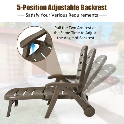 Tangkula Outdoor Chaise Lounge Chair 5-Position Folding Recliner For Beach Poolside Backyard 7 Tangkula Outdoor Chaise Lounge Chair 5-Position Folding Recliner For Beach Poolside Backyard - Image 5