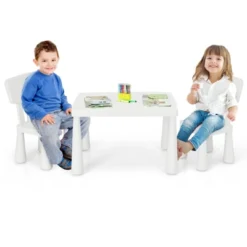 Tangkula Kids Table And 2 Chairs Set Children Play Activity Table Furniture Set Blue/Pink/White/Green -Beauty house GUEST c9843fa4 46b4 4f04 a7a5 b65fa026a7ad