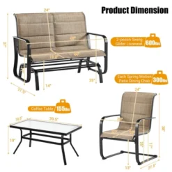 Tangkula 4PCS Patio Conversation Set Cotton Padded Furniture Set W/ Swing Glider Loveseat -Beauty house GUEST c990497b 7018 4442 94dc a565d9ca79dc