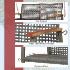 Tangkula Rattan Patio Porch Swing 2-Person Cushioned Swing Chair Bench -Beauty house GUEST ca3293d0 4453 41cb b9c7 cee7bd9dcf7b