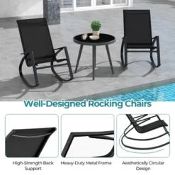 Tangkula 2 PCS Patio Rocking Chairs W/ Ergonomic Backrest Seat Safe Stoppers For Backyard -Beauty house GUEST ca81749e e9bb 4371 be93 7c193c301ee6