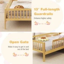 Tangkula Twin Size Kids Bed Solid Wood Platform Bed W/ Under-bed Storage & Storage Cube -Beauty house GUEST ca9cdf38 89c8 4e74 b479 627a0dfe89e1