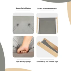 Tangkula Foldable Wood Beach Sling Chair With 3 Adjustable Positions Indoor Living Room Chaise Lounge Grey -Beauty house GUEST ca9eb8bf 4dfe 4780 b21e 8073b26c100b