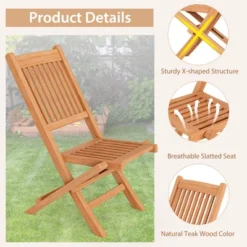 Tangkula Teak Wood Outdoor Chair Folding Portable Patio Chair W/ Slatted Seat & Back -Beauty house GUEST cab93339 3826 4f2a 88c7 ee93df16d24c