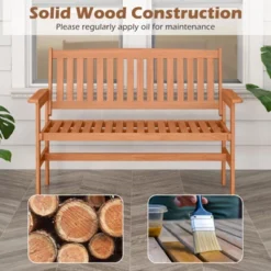 Tangkula 2-Person Patio Loveseat Garden Bench W/Slatted Backrest & Comfortable Armrests -Beauty house GUEST cac5863f c916 4e8f aedc 44e9d3104f2d