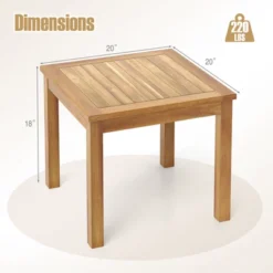 Tangkula 2PCS Outdoor Square Teak Wood End Table Coffee Table For Porch Deck Garden Patio -Beauty house GUEST cb0c49bb a7f4 4a60 aeb6 758a111e73f4 1