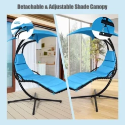 Tangkula Patio Hammock Chair Floating Hanging Chaise Lounge Chair W/ Canopy -Beauty house GUEST cb62f936 a0c4 4bd3 bebd a6abaa5fb0e5