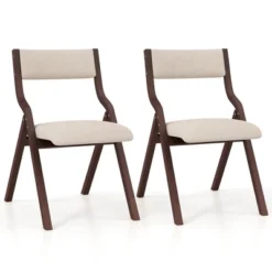 Tangkula Folding Dining Chairs Set Of 4 Wooden Table Chairs W/ Padded Seat Modern Coffee & Beige -Beauty house GUEST cb6cb0a2 c0ab 4575 8b0b be76a917b172