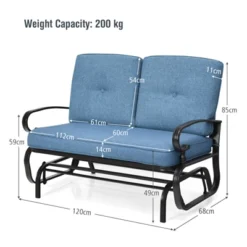 Tangkula 2-Person Outdoor Bench Patio Swing Glider Chair With Cushions Rocking Chair Cushioned Sofa -Beauty house GUEST cba7addd 651a 4036 8528 dc39563ecd96
