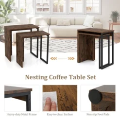 Tangkula Nesting Coffee Table Set Of 2 Modern Accent Sofa Side Tables W/ Faux Wood Top & Heavy Duty Metal Frame -Beauty house GUEST cbaf34c5 1c10 40d5 a9f3 8366a2cb9086