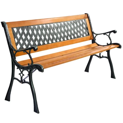 Tangkula Garden Metal Bench Porch Path Hardwood Chair For Patio Park Outdoor Deck 7 Tangkula Garden Metal Bench Porch Path Hardwood Chair For Patio Park Outdoor Deck - Image 5