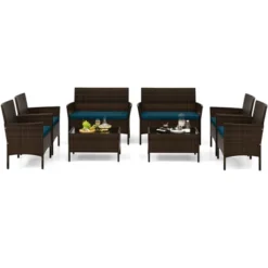Tangkula Set Of 8 Furniture Set W/ Washable Cushions & Tempered Glass Coffee Table -Beauty house GUEST cbfcfbf0 4d26 4d96 b398 1f70eee3a1fd