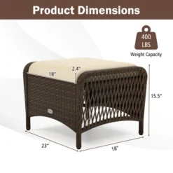 Tangkula 2 Pieces Outdoor Patio PE Wicker Ottomans W/ Removable Cushions Footstools -Beauty house GUEST cc1a9d9d 8268 4c2b aa0c 6dfeb01636ba