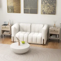 Tangkula Rattan Nightstand Boho End Table With Drawer & Open Shelf For Living Room Oak -Beauty house GUEST cc486d5c fd91 41db b91b ab9bf5ff2191