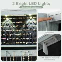 Tangkula Wall Or Door Mounted Jewelry Armoire With 47.5" Full Length Mirror Lockable Cabinet With 2 LED Lights 2 Drawers Over The Door Navy -Beauty house GUEST cc549abb b660 429d 877e 3ebcd4c36727