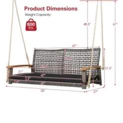 Tangkula Rattan Patio Porch Swing 2-Person Cushioned Swing Chair Bench -Beauty house GUEST cc889b59 7556 44ce a6da 8de67d2176f7