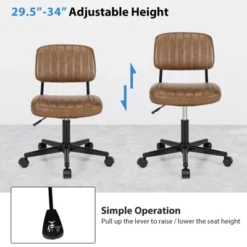 Tangkula Leisure Office Chair Mid-back Swivel Task Chair PU Leather Adjustable Armless Chair Retro Design Black / Brown -Beauty house GUEST ccbadf26 f7c4 4fce 97ef 444300c9c1d6
